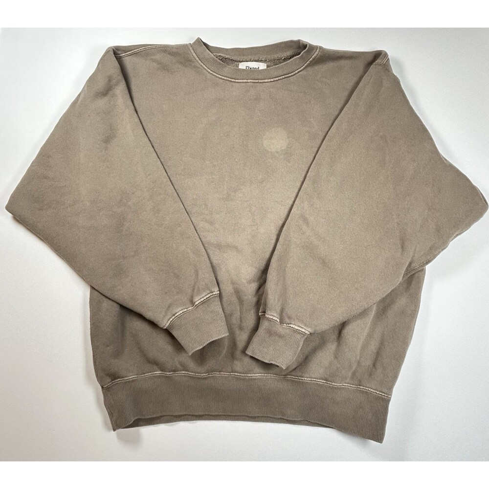 Elwood Core Crewneck Sweatshirt Brown Beige Organic Cotton Unisex Size S *READ